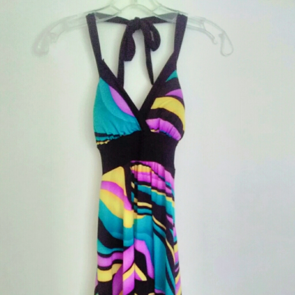 Trippy Colorful Halter Dress